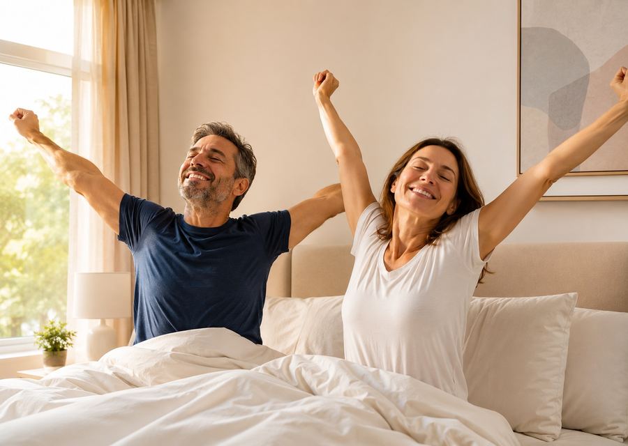 Casal descansado e feliz